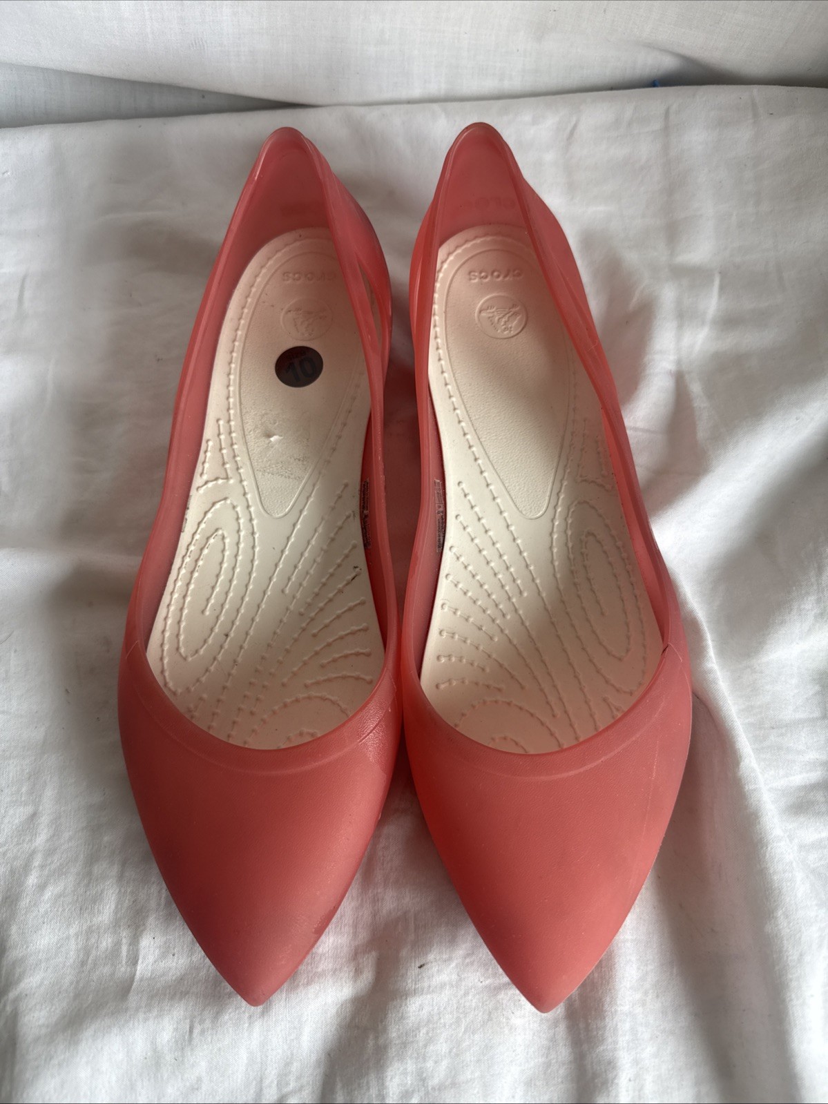 Crocs Womens Shoes Rio Size 10 Salmon Pink Coral Pointed Toe Ballet Flat