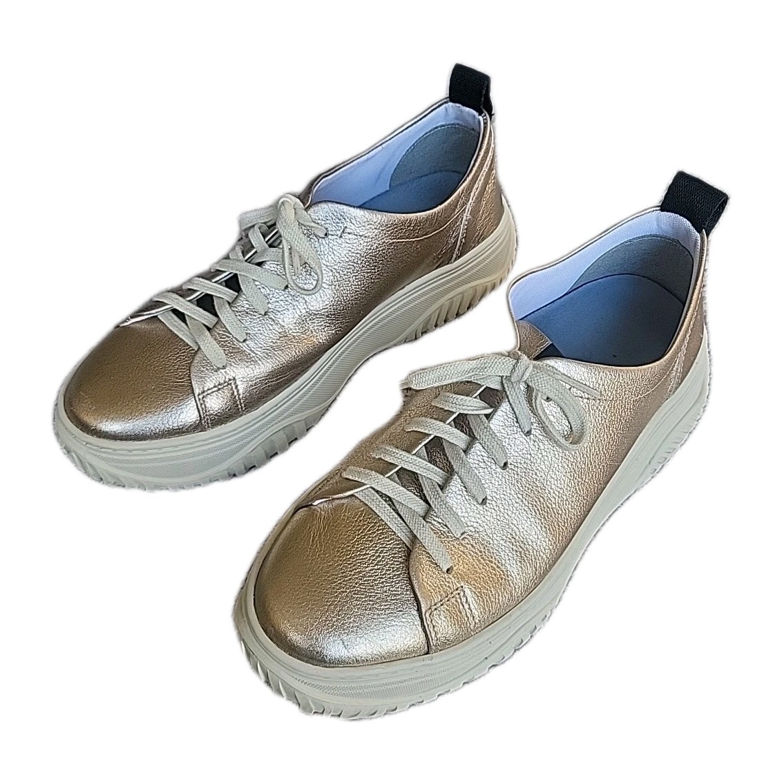OTBT Pangea Sneakers Womens 9.5M Gold Leather Lace-Up Platform Shoes Brazil
