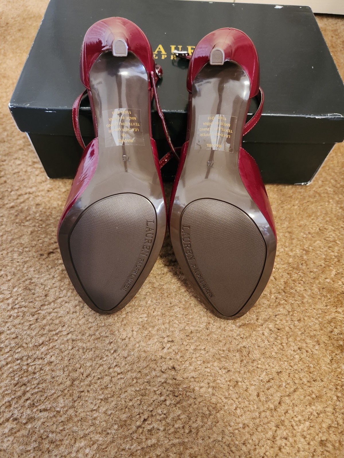 Ralph Lauren, red patent leather dress shoes, high heel, size 7 , NWB