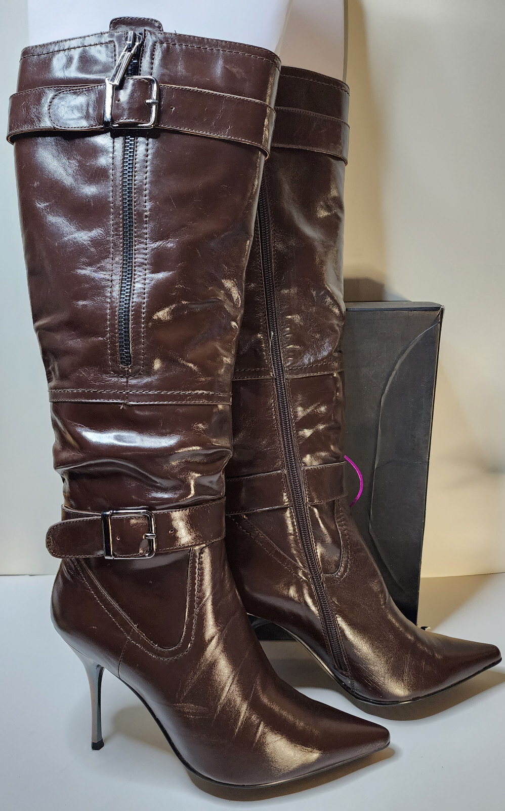 Firenze Women’s Leather Brown Knee-Height Boots Euro Size 36 US 5 3/4 with Box