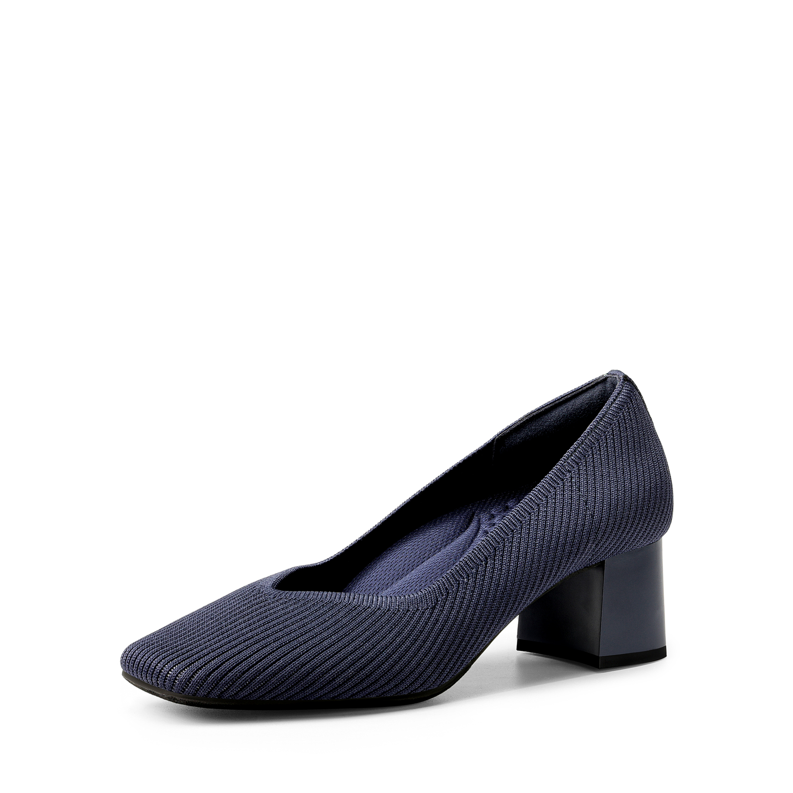 Women Dress Pumps Knit Low Block Heels Office Work Business Formal Casual Pumps