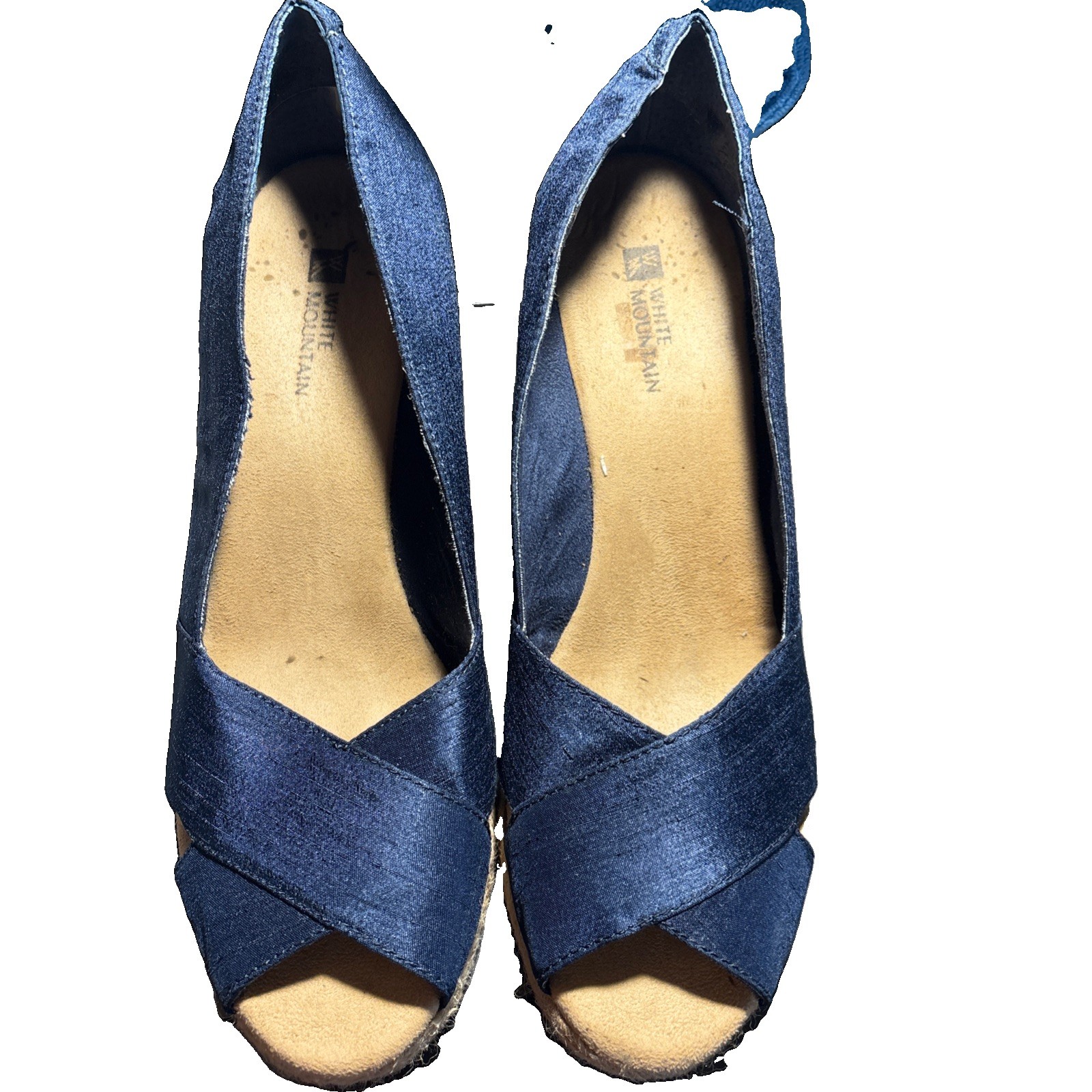 White Mountain peep toe wedge shoes women’s 9M Navy Blue