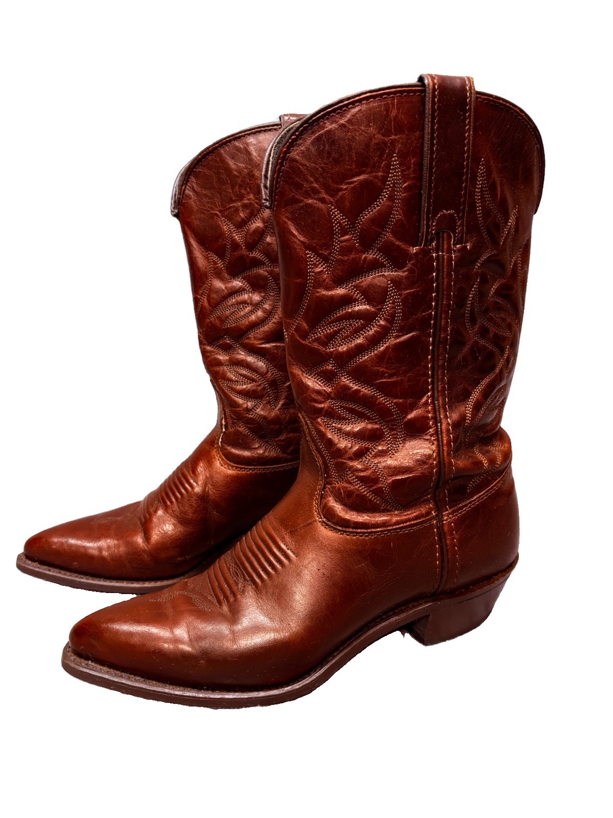 Vintage Wrangler leather boots Women’s Sz 9 Made in USA Western Boot-Brown