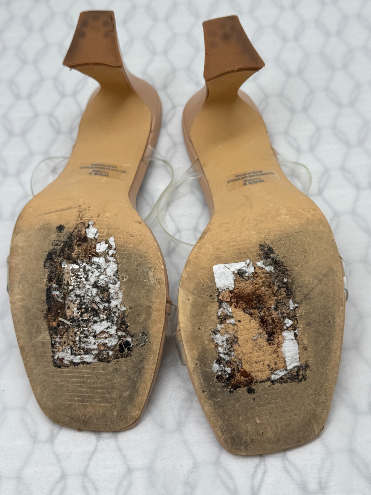 Dolce Vita Yorke Mule Womens US 9 Nude Clear Strap Block Heel Slip On Shoes
