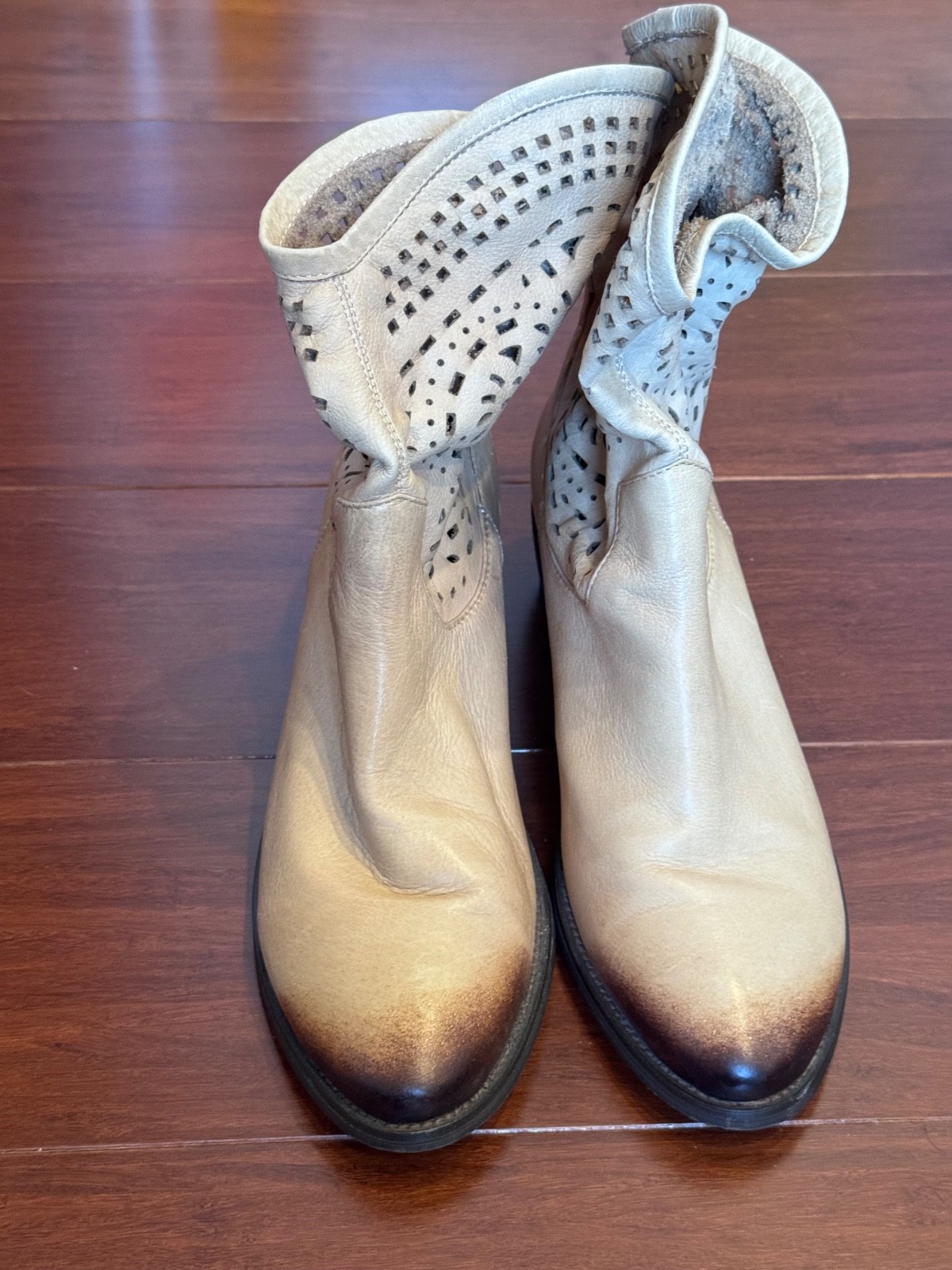 Women’s Genuine Leather Western Ankle Boots EU 37 US 6 6.5 Boho Festival