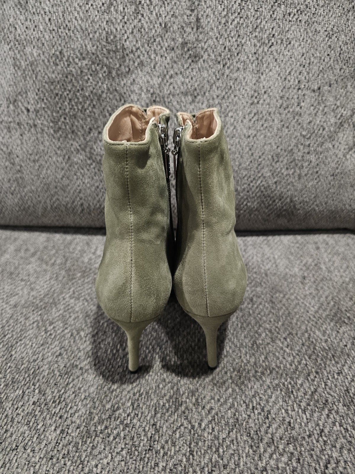 Schutz Olive Green Suede Pointed Toe Ankle Boots