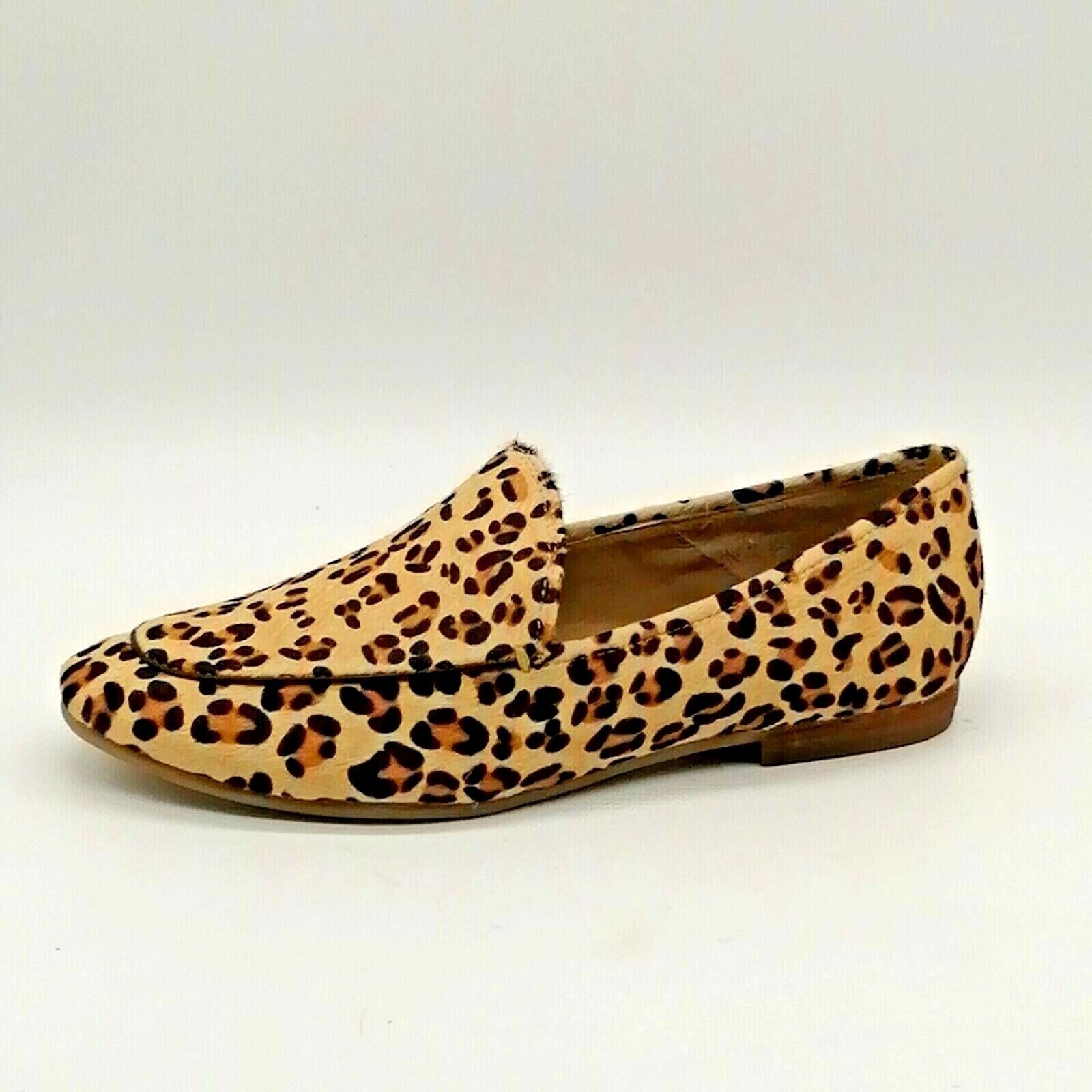 Joules Shoes Womens Lexington Leather Loafers Leopard Print Moc Toe 6 NEW