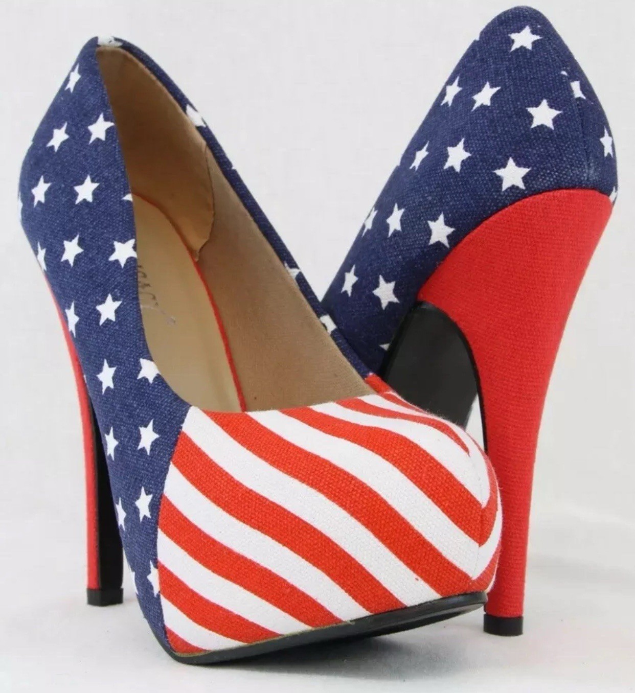 USA American Flag 5” Stiletto Platform Heel Festive July 4th