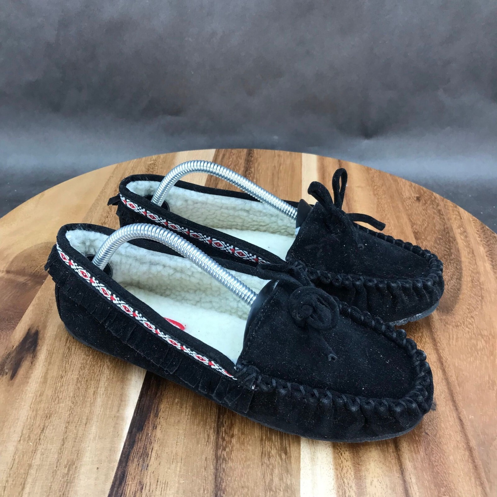 UnionBay Black Faux Suede Moccasins Slip On Shoes Womens Size 6