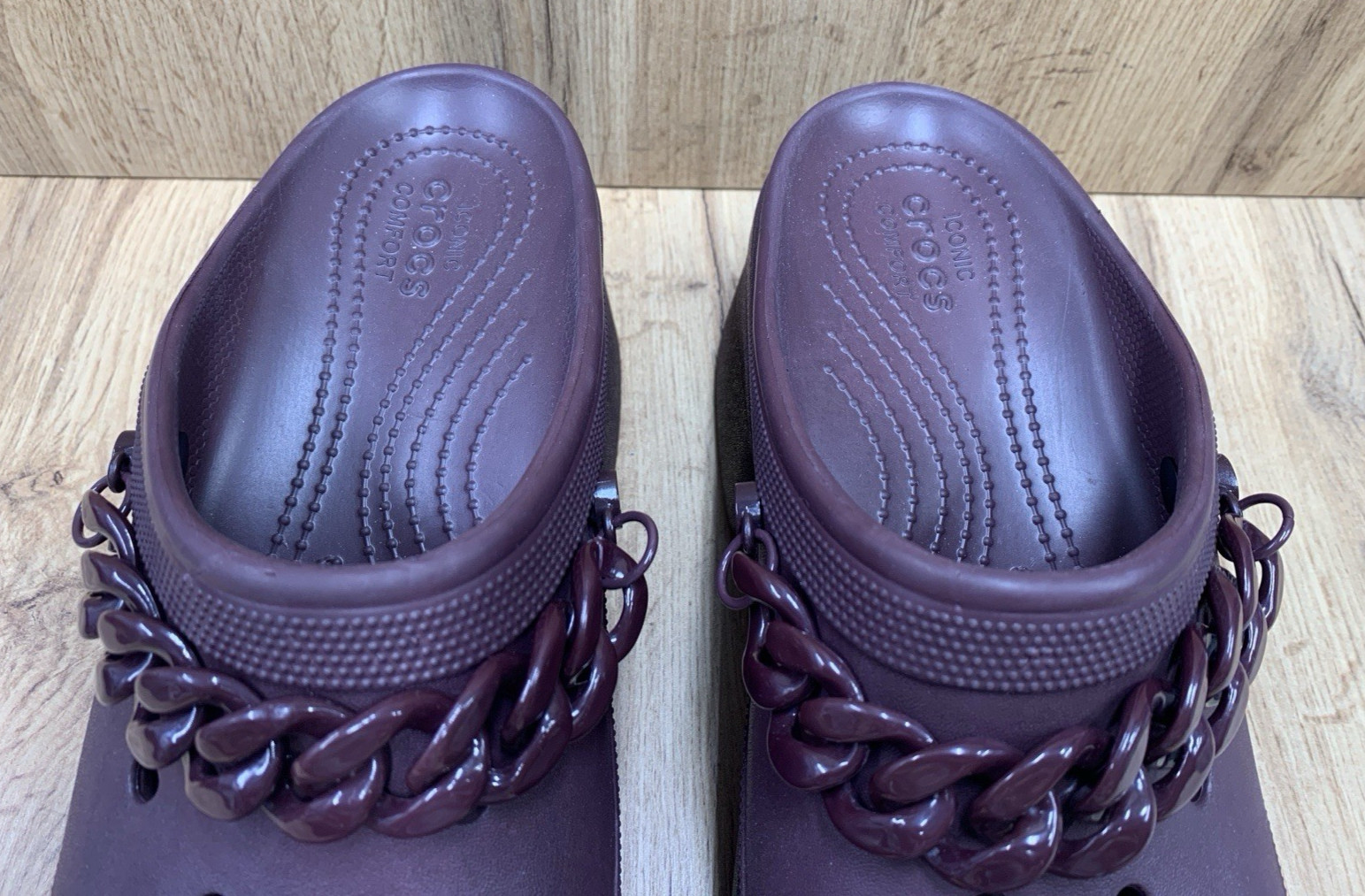 Crocs Siren Chain Platform Clogs Womens 11 Burgundy Chunky Heel Slip On 209018