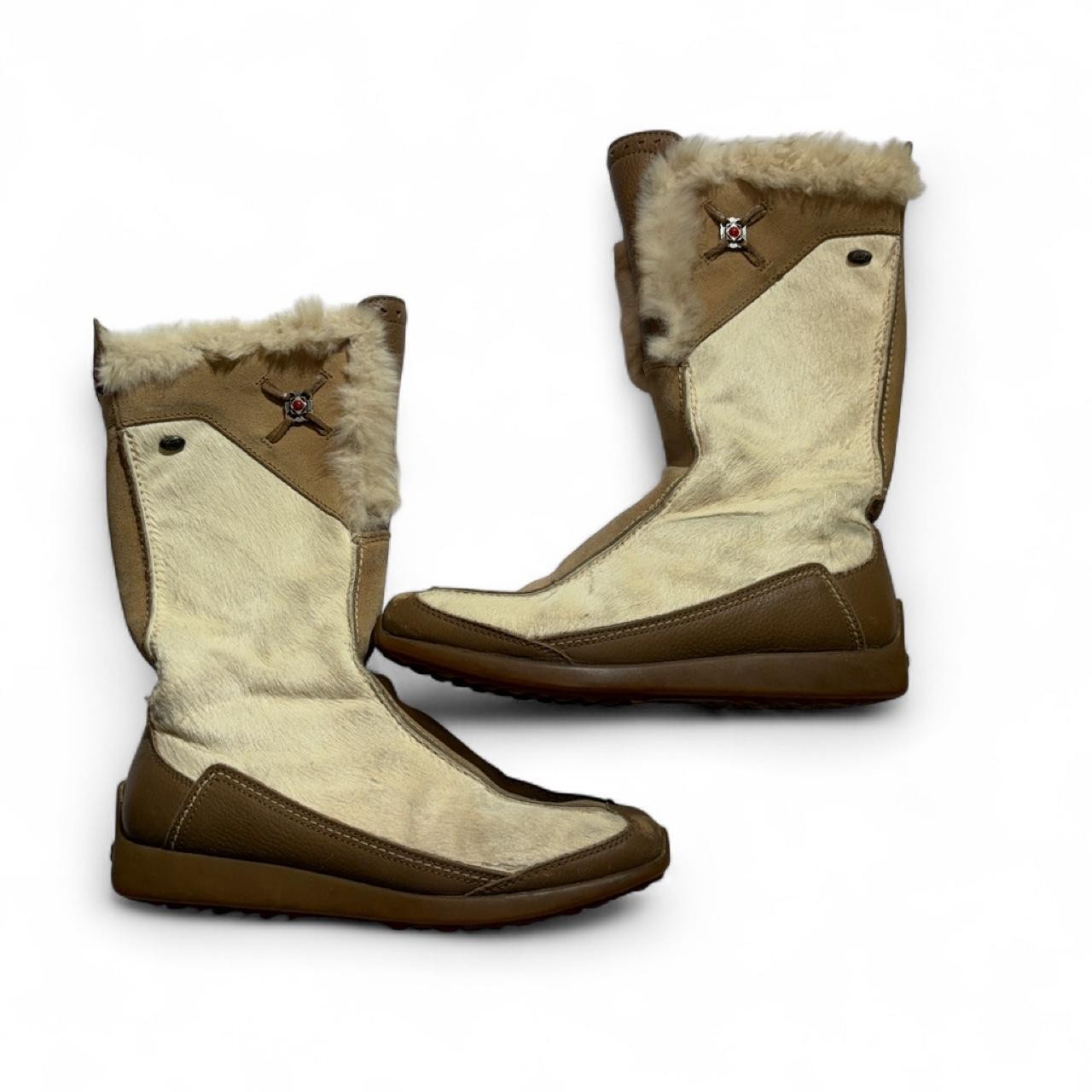 Vintage Tecnica Italy Cowhide Fur Après Ski Boots