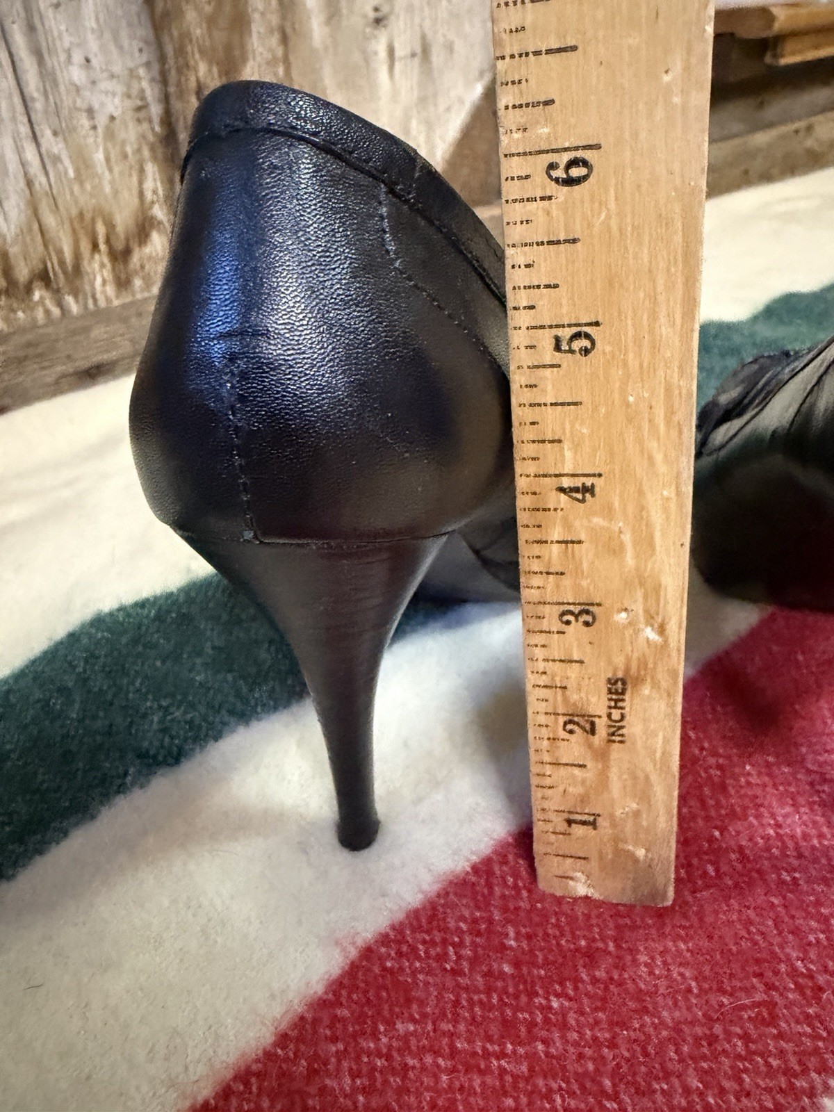 Nine West Black Leather Penny Loafer Stiletto Heel Pumps Size 7