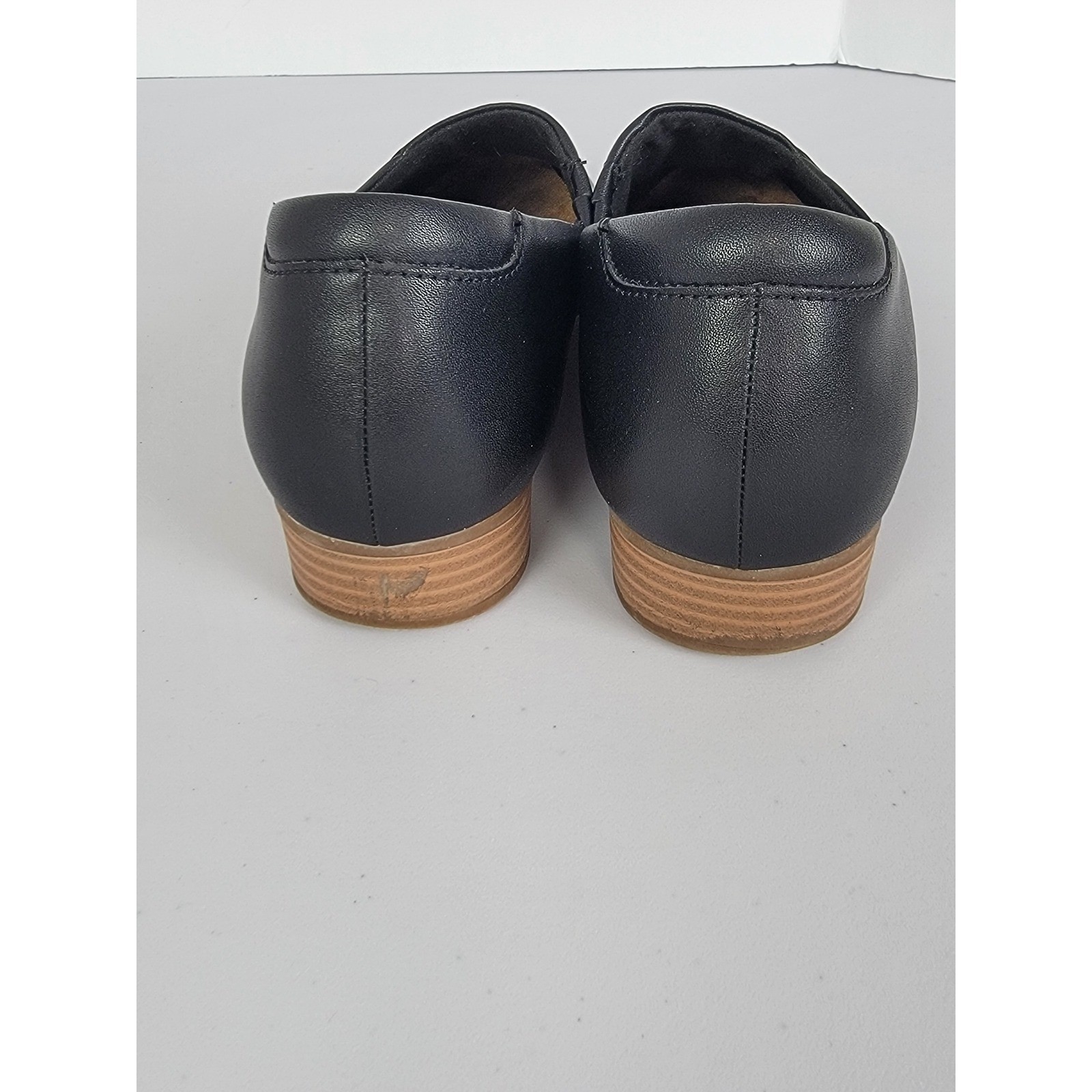 Clarks Juliet Palm Black Leather Loafers Women Size 10 Comfort Work Flat