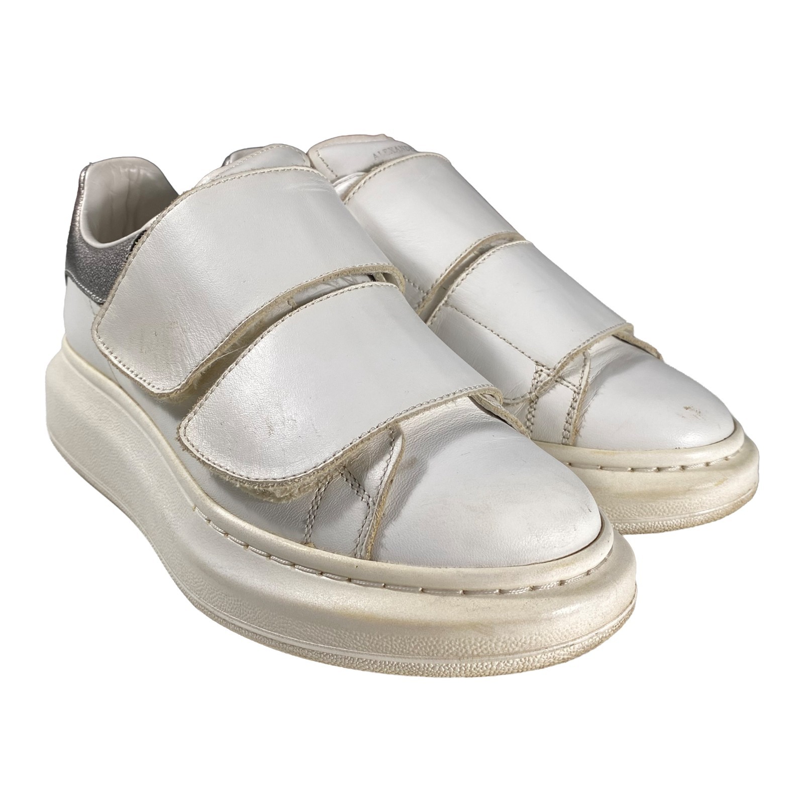 Alexander McQueen Oversized Double Strap White Leather Sneakers size EU 36 1/2