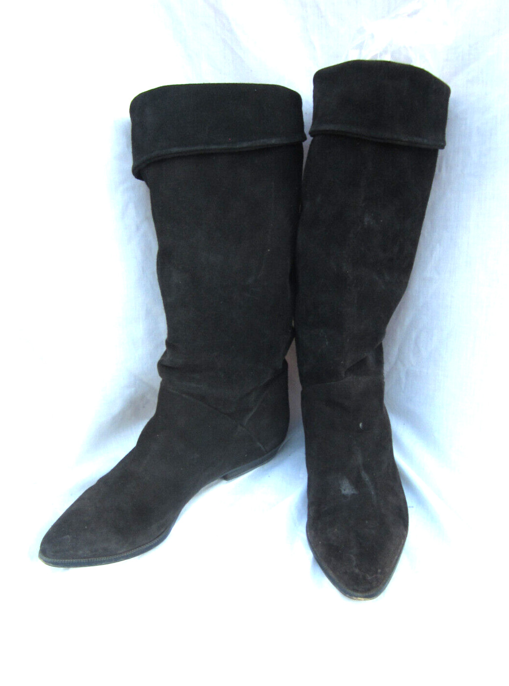 Joan & David VTG Italy 8.5 US slouchy nubuck suede leather riding boots Very 80s