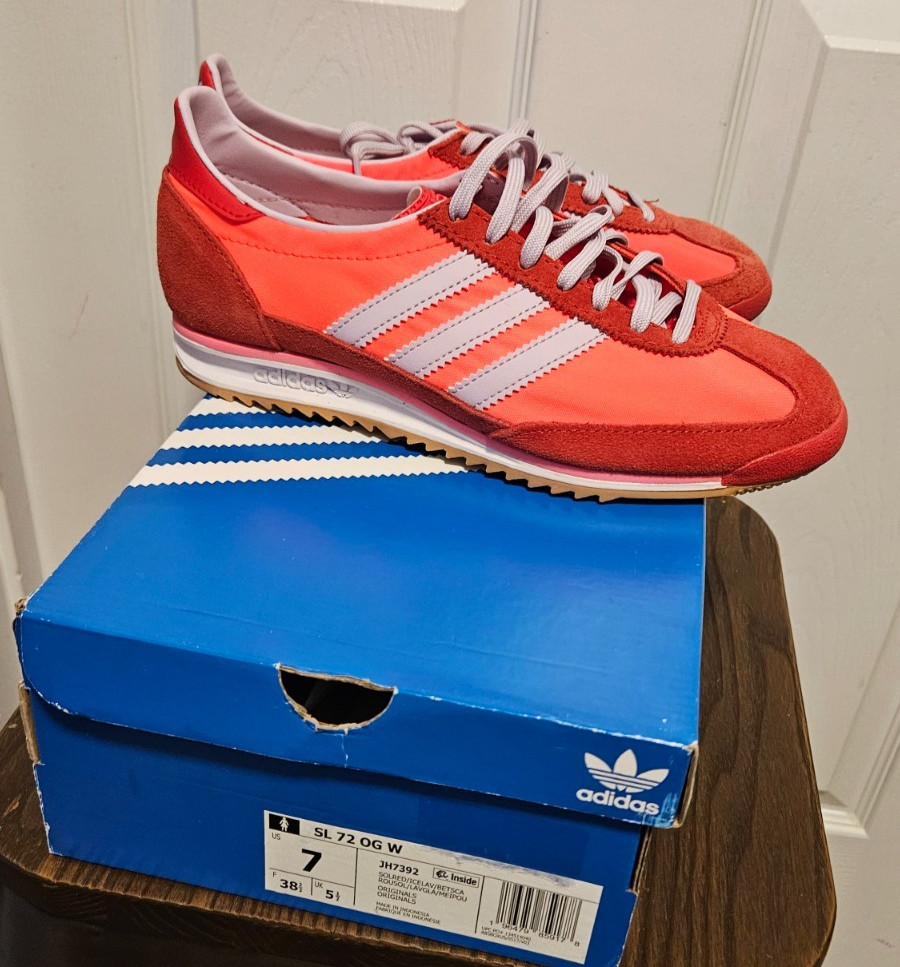 adidas SL 72 OG Solar Red Lavender + White Sneakers JH7392 Women’s 7 New in B