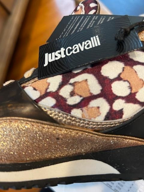 Just Cavalli women sneaker gold and animal print size 10 US BRAND NEW With TAGS