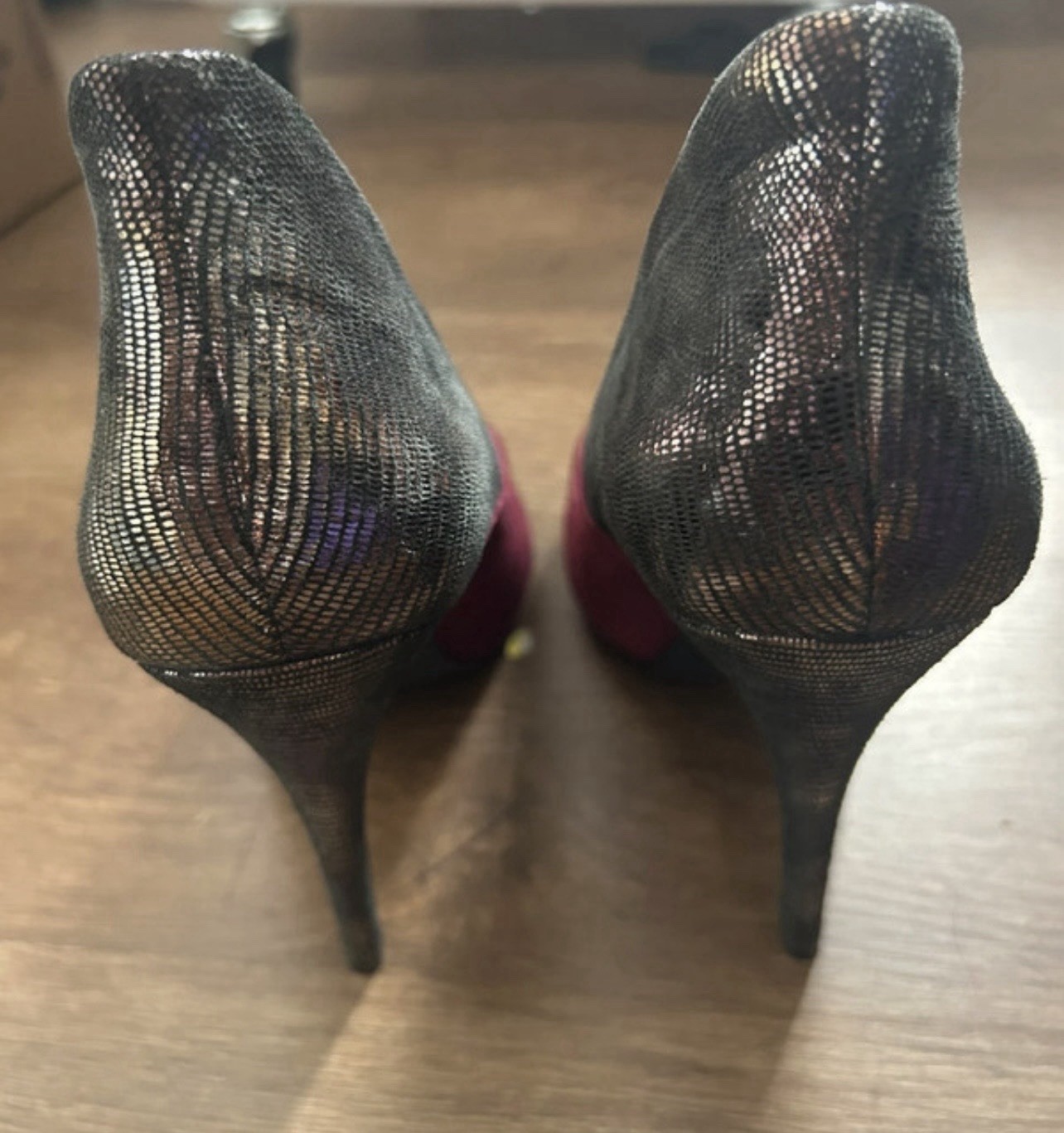 ALDO Burgundy/Black Suede Pointed Toe Pumps Stiletto Heels EU 40 US 9