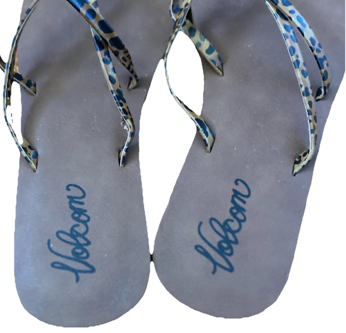 Volcom Leopard Printed Straps Slippers Sandals Flip Flops US Size 8 *See Descr*