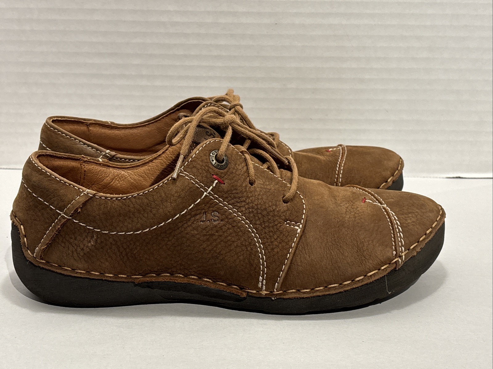 Josef Seibel US 6.5 Tan Loafer Shoes Womens Suede Lace Up Casual Comfort Flats