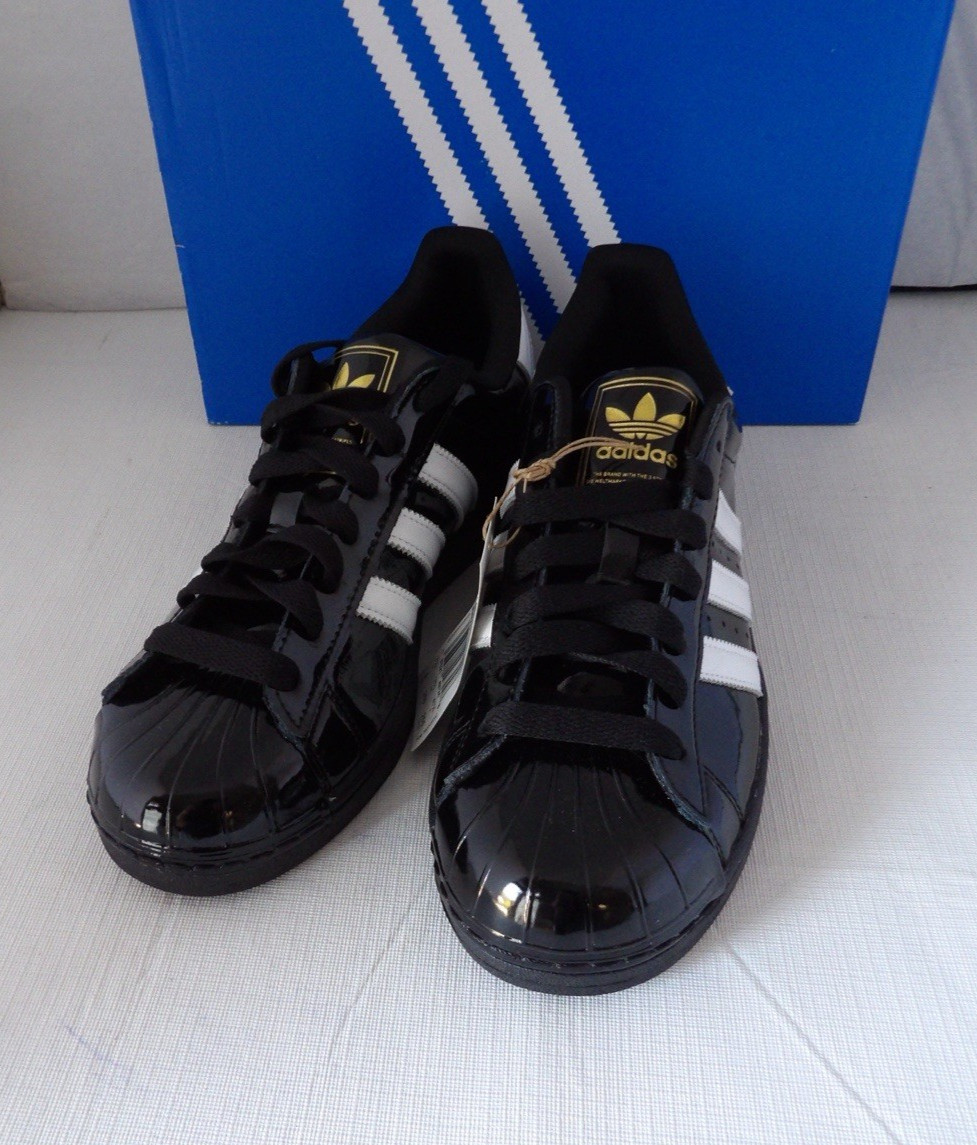 NWOB Authentic ADIDAS SUPERSTAR II Black, White Patent Leather Women’s Size 9 M