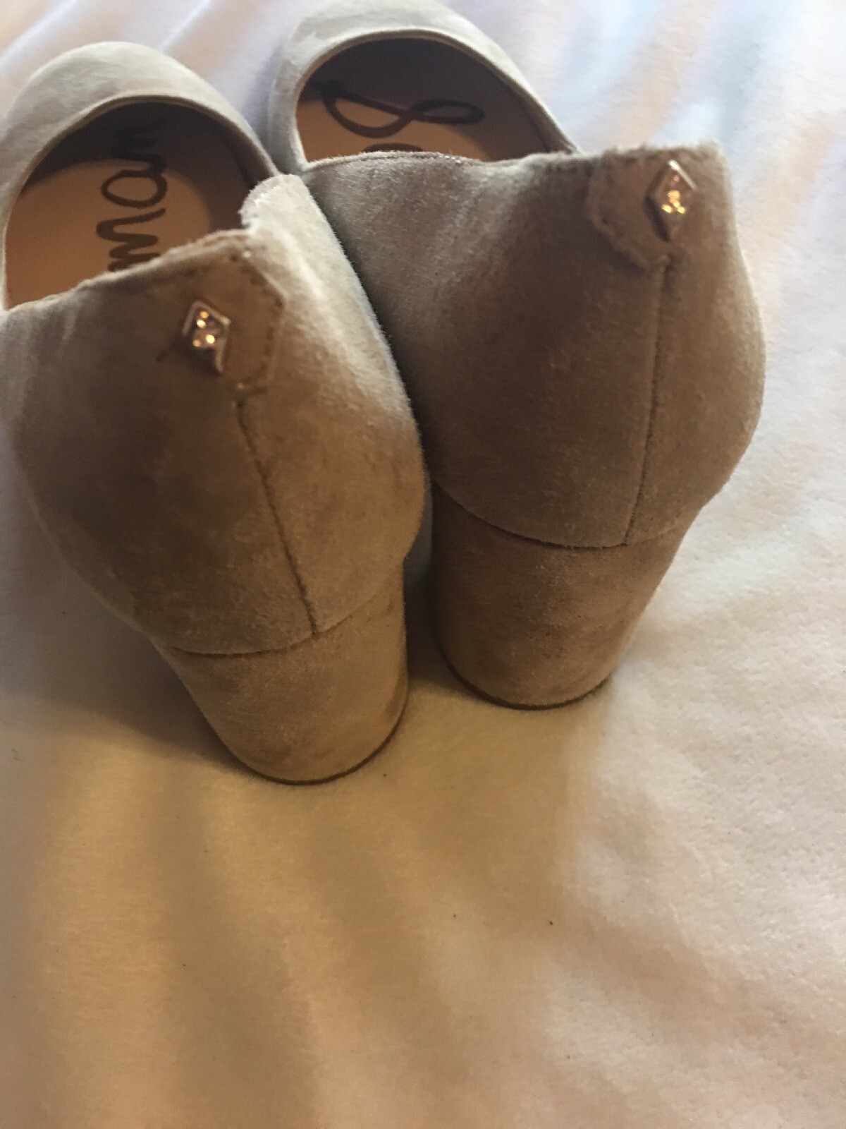 Sam Edelman JUNIE Round Toe Suede Pump Heel BEIGE SZ 9.5