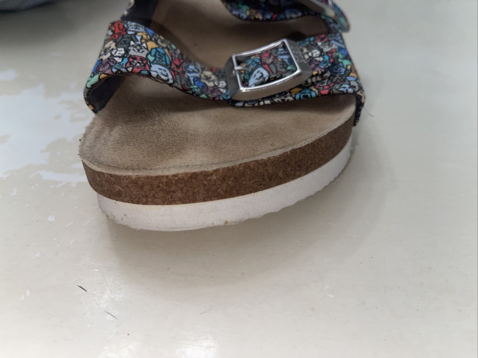 Bobs from Skechers Platform Bohemian Dog Print Double Buckle Sandals Sz 8 Mm15