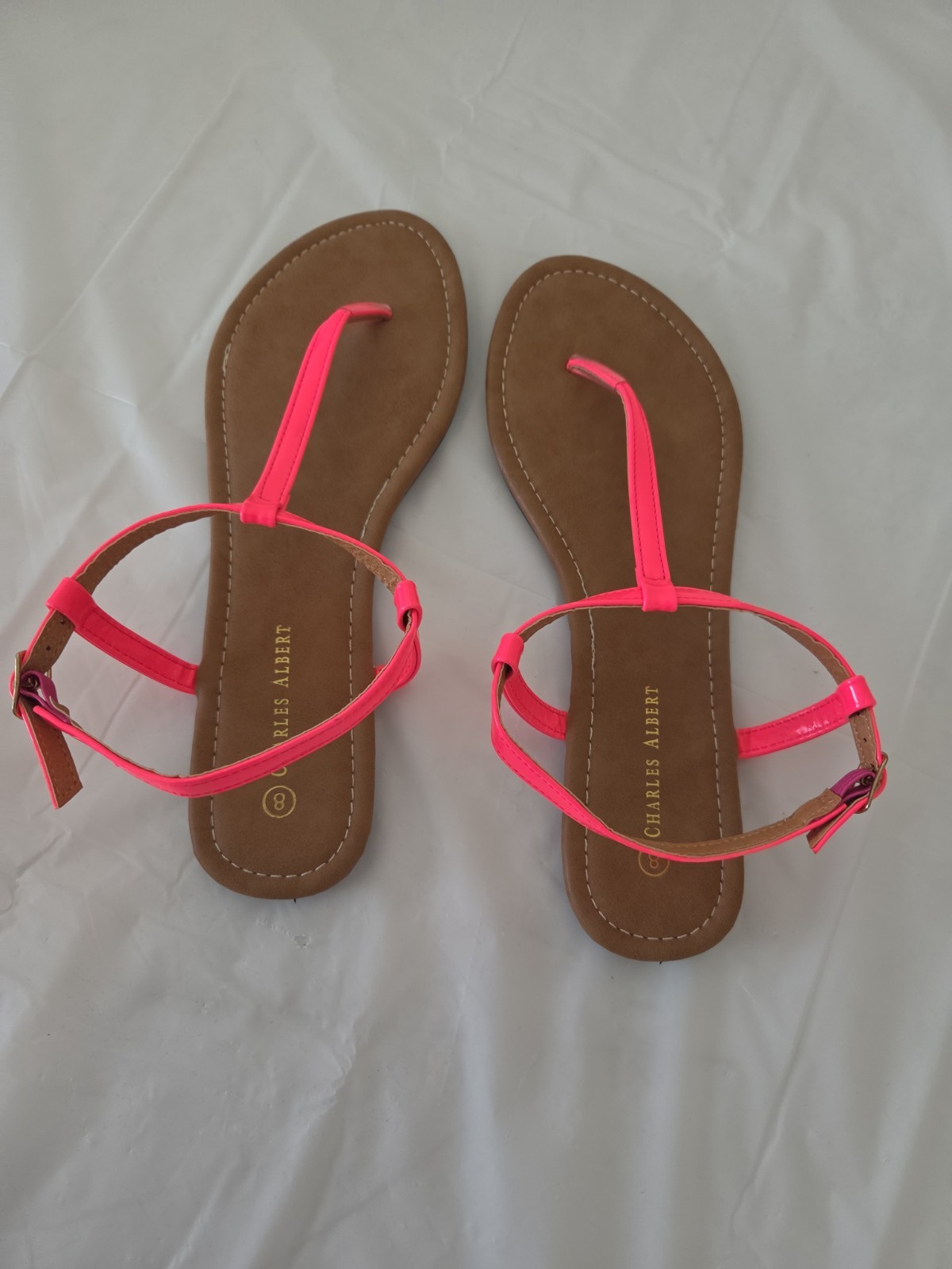 Charles Albert Thong Slip On Strappy Sandals Hot Pink Ladies 8