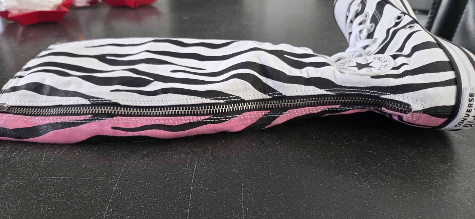 Converse Knee High Zebra Striped White and Pink Customized Women’s