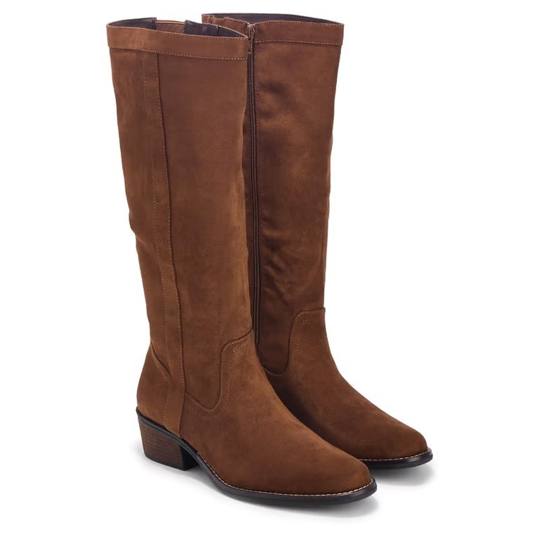 White Mountain Altitude Women’s Knee High Brown Suede Zip Boots, 6.5 M