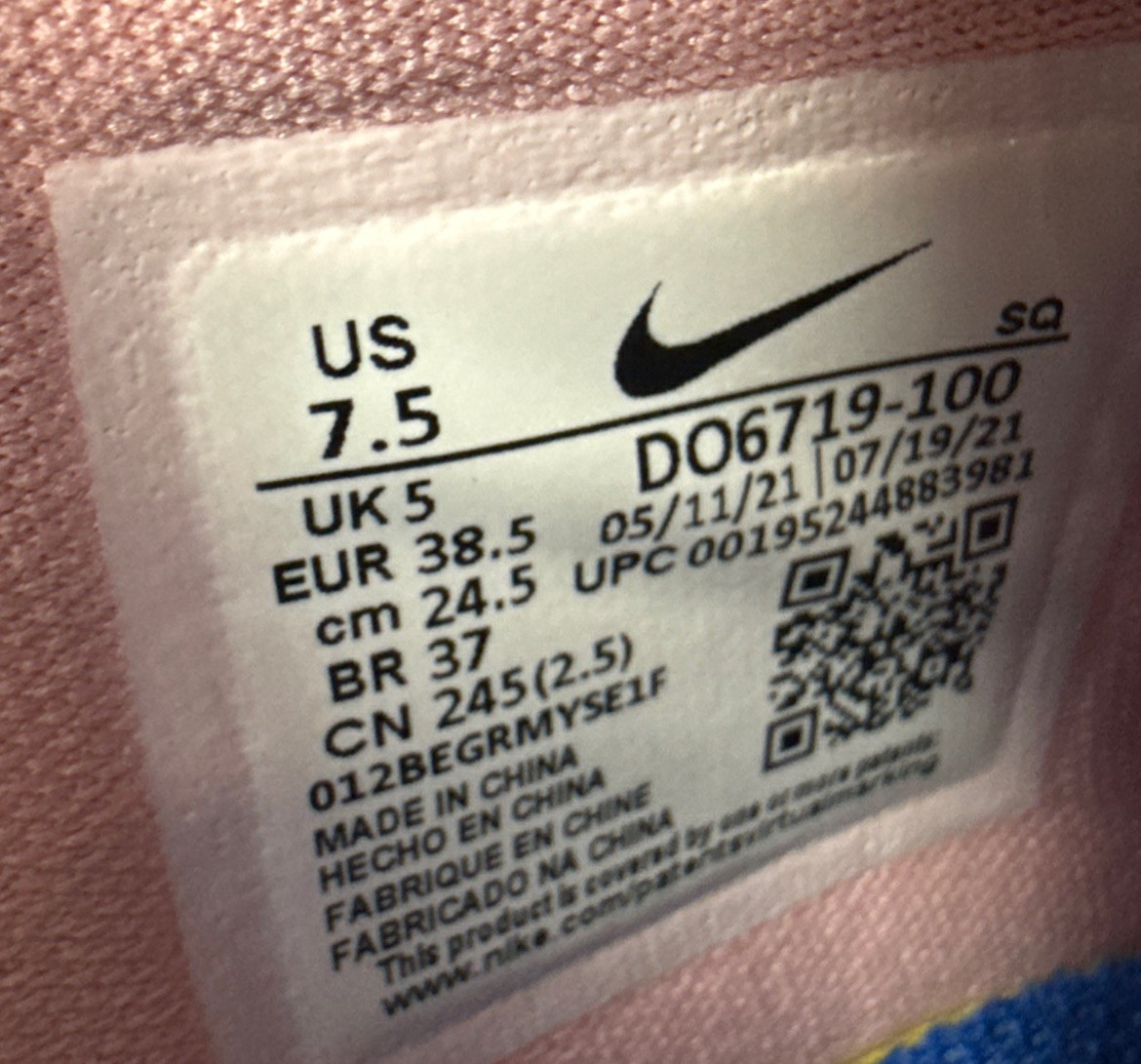 Nike Air Force 1 Fontanka St Petersburg Raves Sail Multi DO6719-100 Women’s 7.5