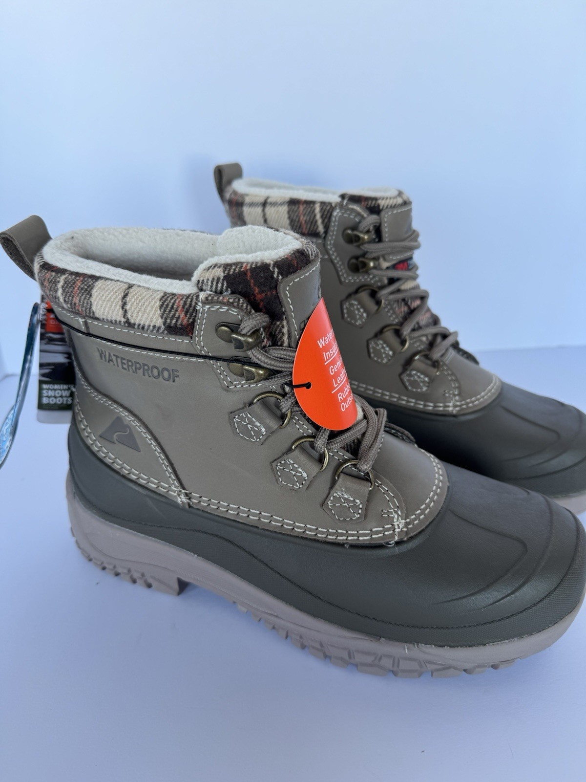 OZARK TRAIL WOMEN’S SNOW BOOTS, 8M, WATERPROOF, 3M THINSULATE, LEATHER, NEW