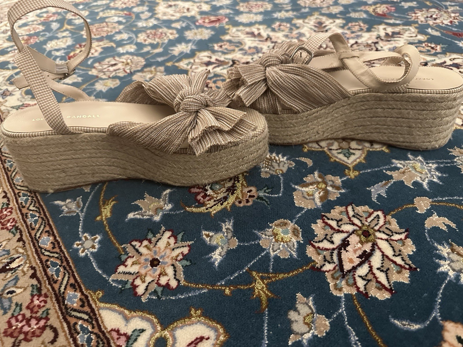 Loeffler Randall Platform Sandals Beige GinghamUS 9 UK 7 EU 40
