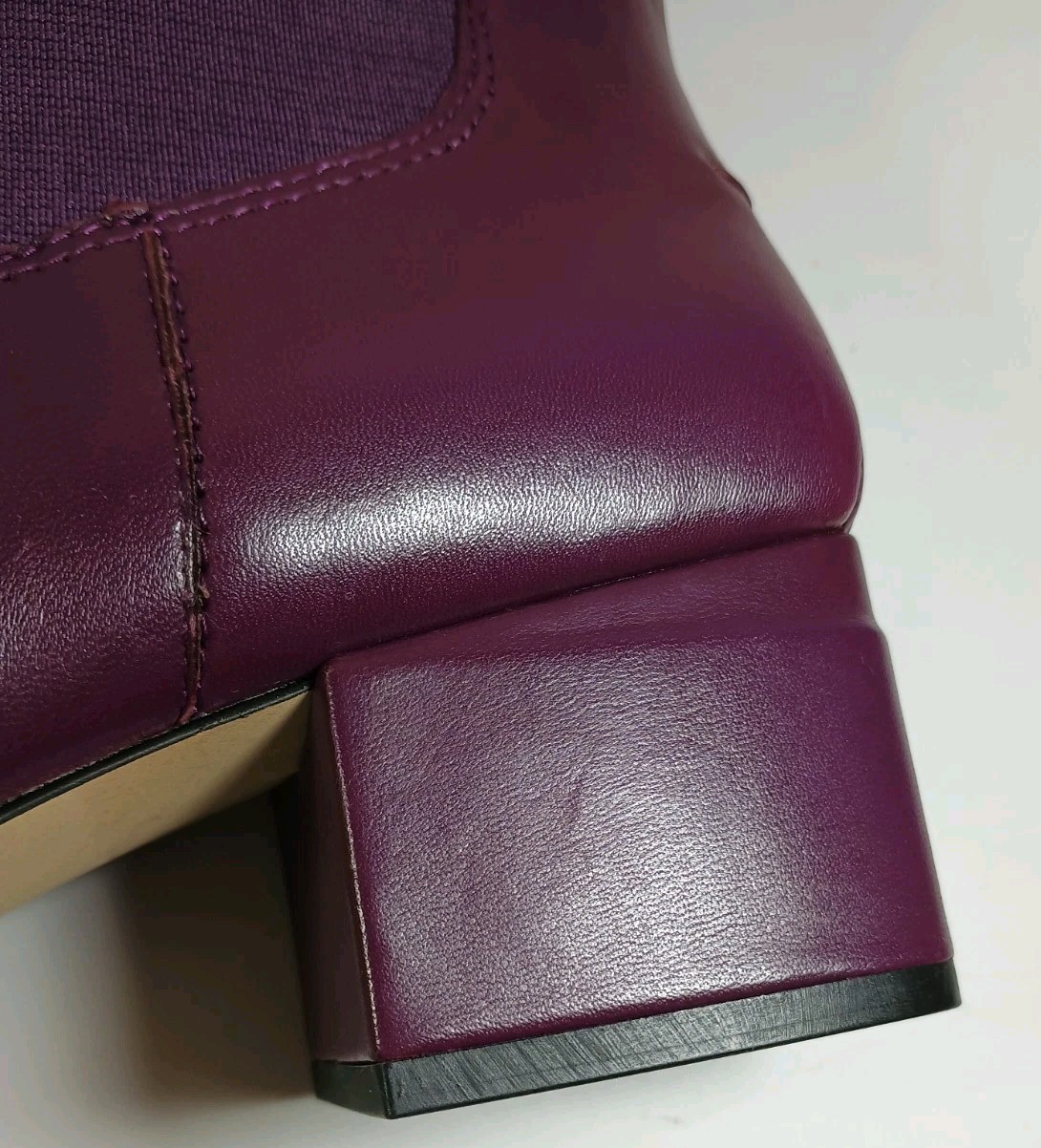Franco Sarto Waxton Square Toe Block Heel Bootie Plum Purple Leather US 11M NWOB