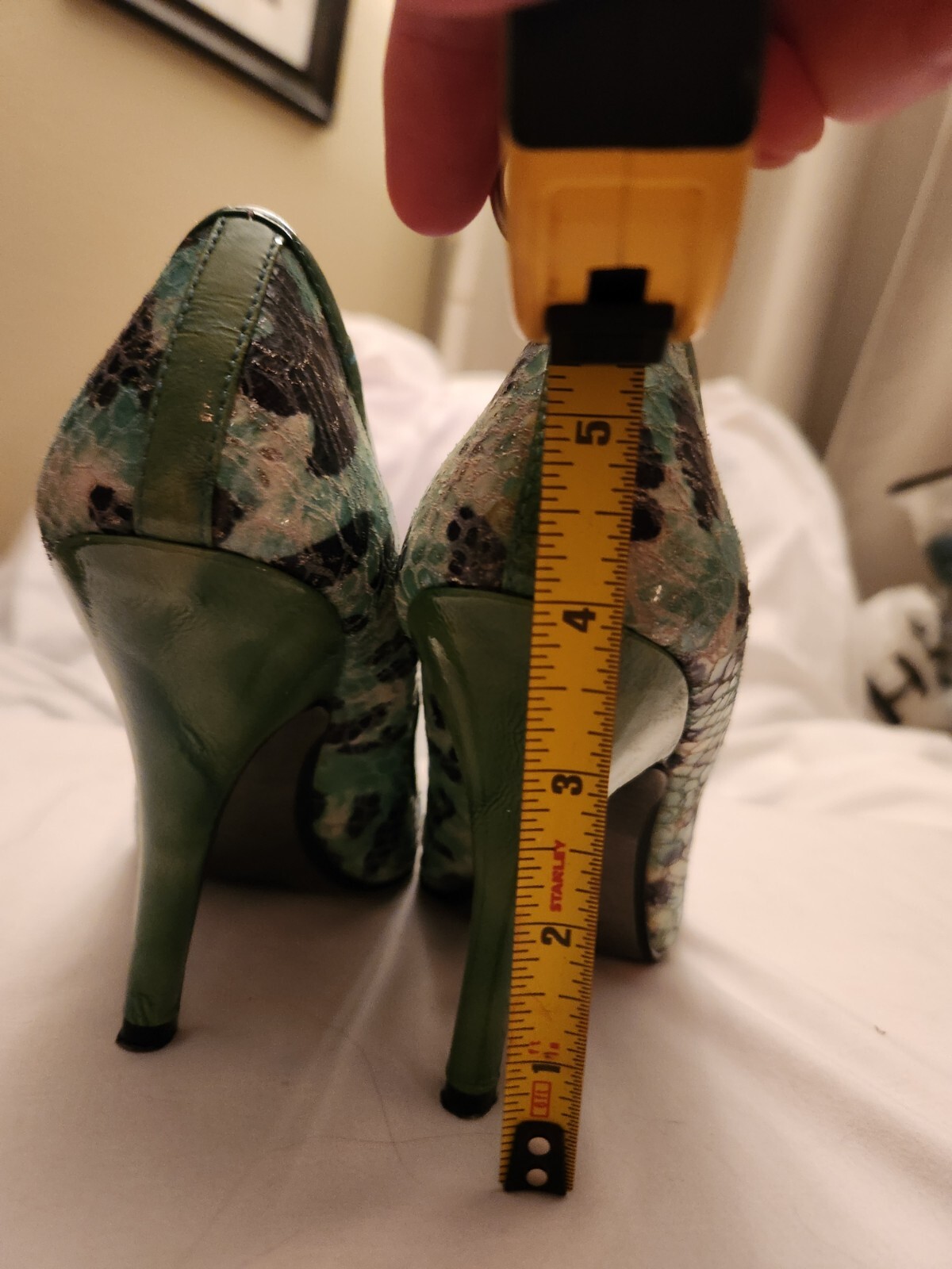 Naughty Monkey 7 Green And Blue W/ Black Leopard Print & Gold Sparkle Pumps