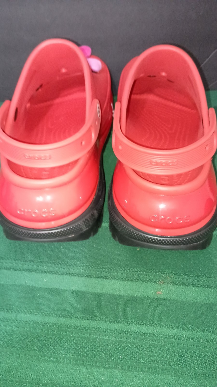 Limited Edition Karol G Red Flamboyant Crocs Mens 12 Missing Heart NW Drag Queen