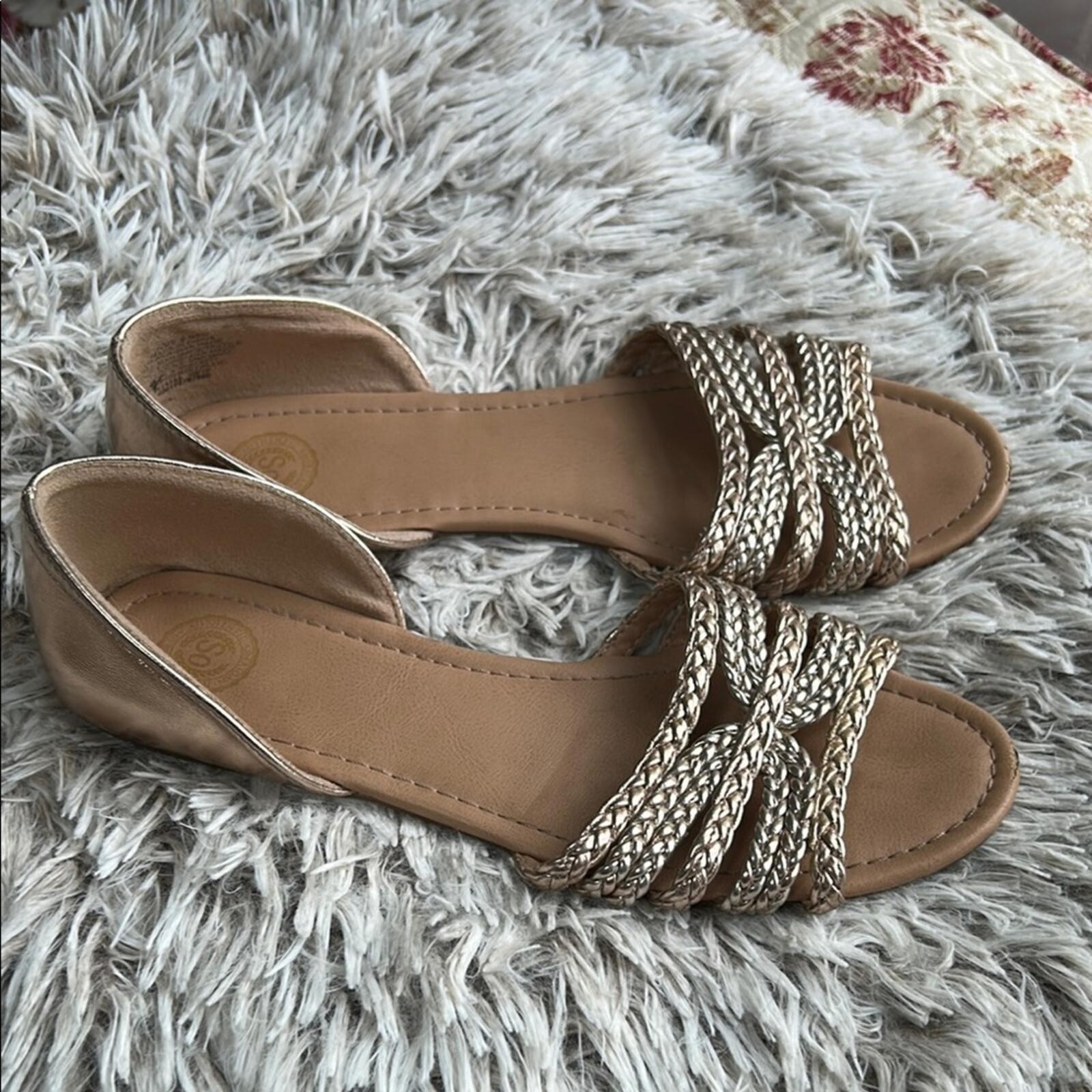 SO Tan Braided Sandals Slip-On