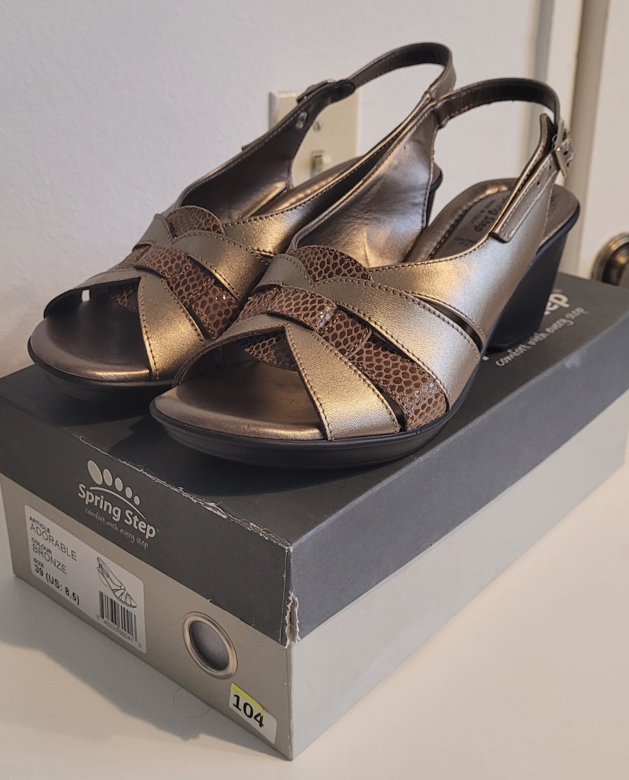 Spring Step «Adorable» Bronze Wedge Sandals – Size 39 (US 8.5)