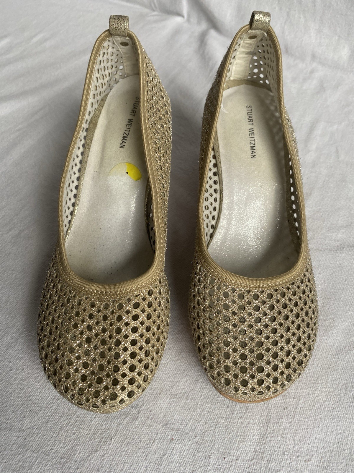 Stuart Weitzman Caye Lace Beige Woven Cork Wedge Pumps Women’s