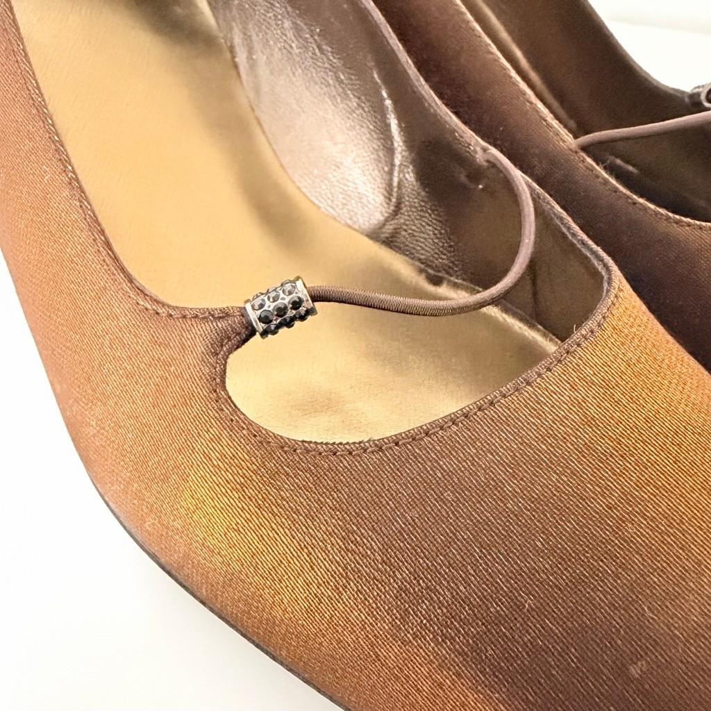 Stuart Weitzman Bronze Sparkle Lame Mary Jane Evening Kitten Heels Size 9