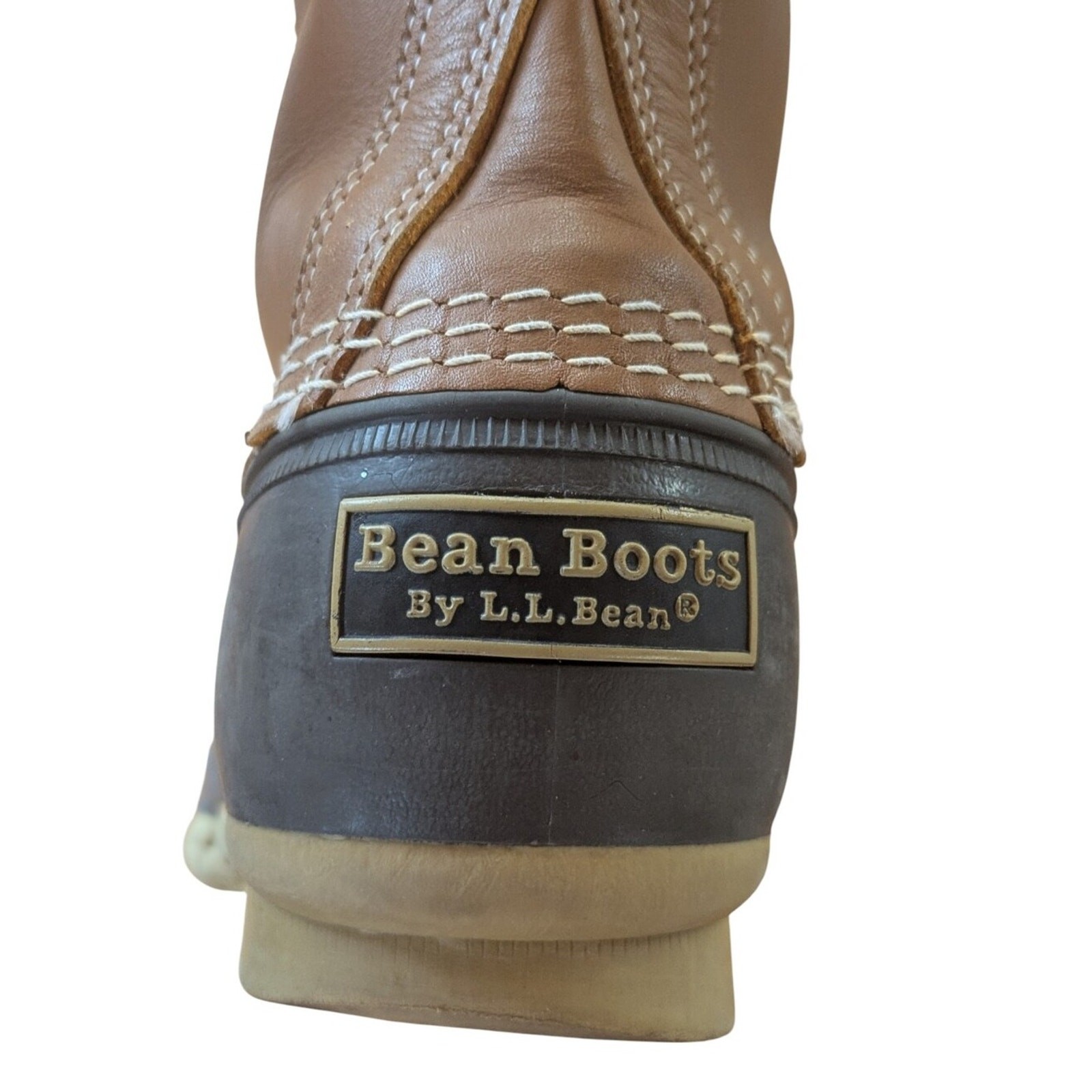 L.L. Bean 8″ Duck Boots Unlined Brown Leather Size EW Mens 7 or Womens 9 Wide