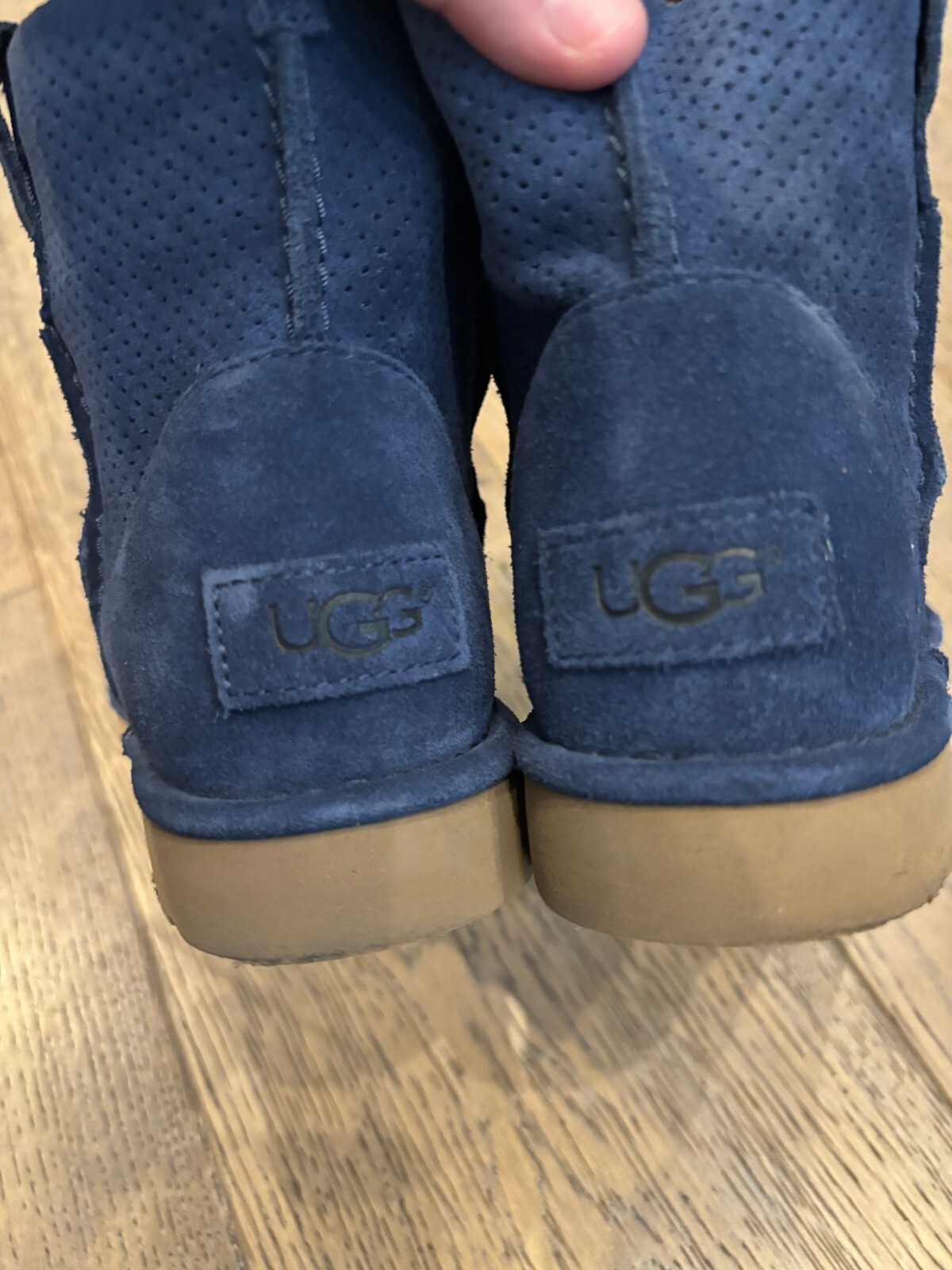 UGG S/N 1016852 Blue Classic Unlined Mini Perforated Winter Ankle Boots Size 6