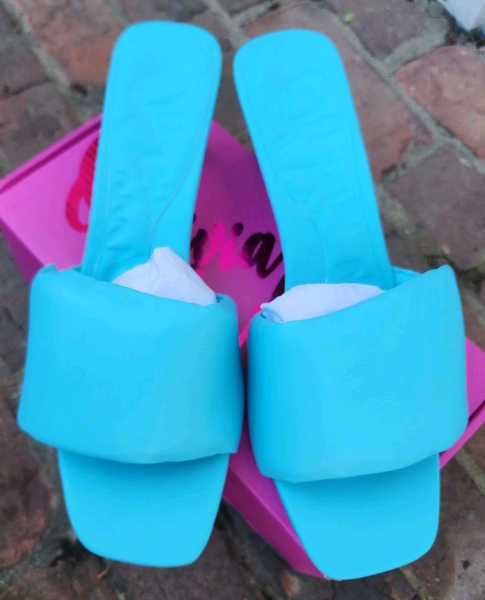 Olivia Miller Black Allure Heel Sandals Shoes, Light Blue, Size 10, NEW!!