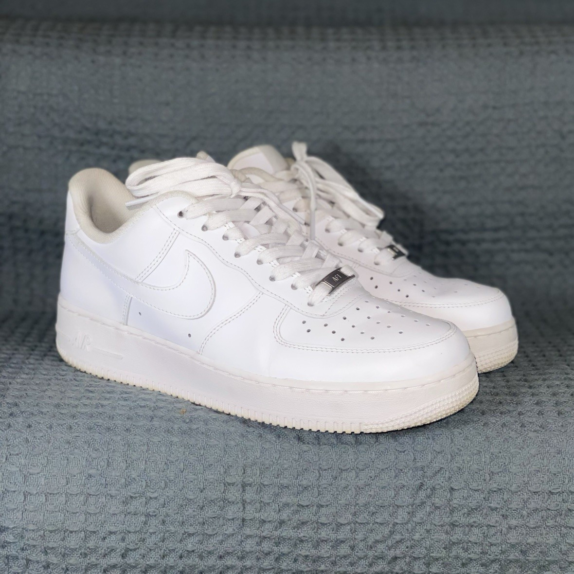 Nike Air Force 1 Triple White/White/White Low Top Lace-Up Leather Sneaker