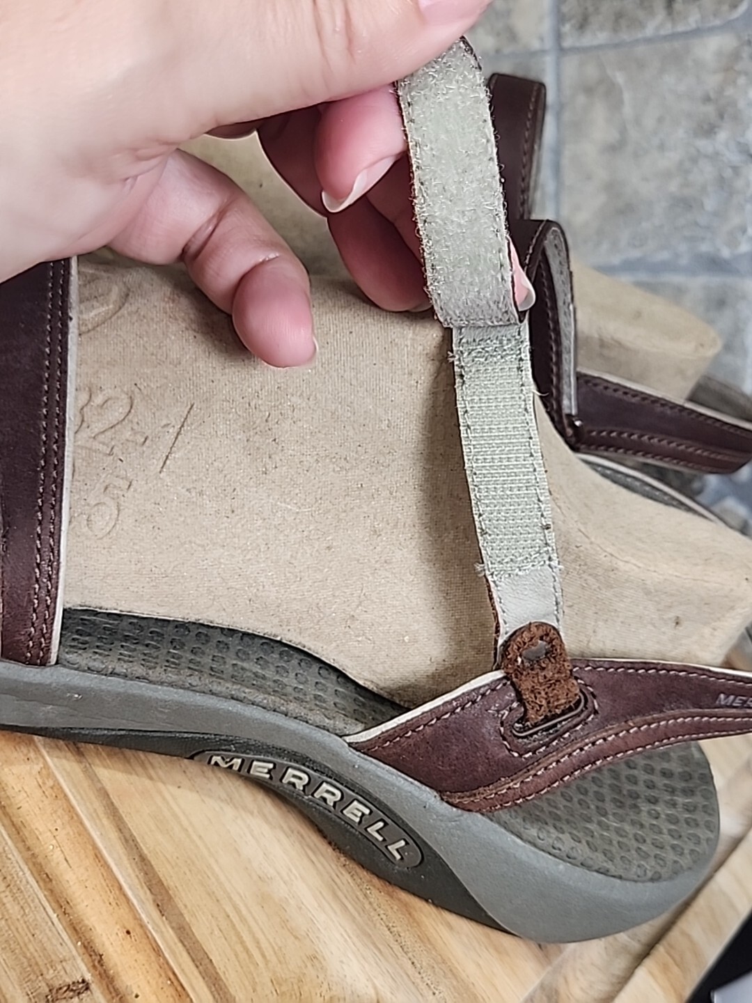 Merrell Sandals Womens 11 Dahlia Coffee Bean Strappy Hook And Loop Brown Leather