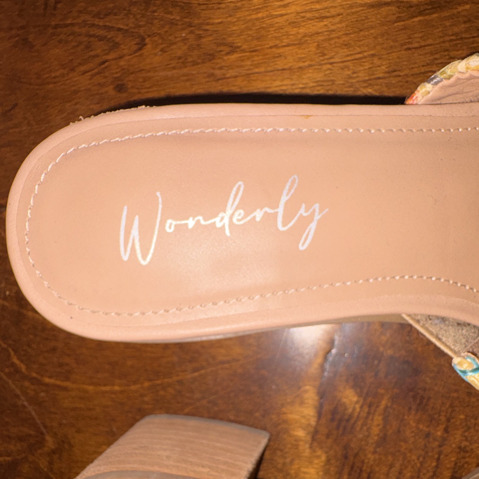 Wonderly Women’s Multicolor Striped Woven Cork Slide Sandals Slip On Casual