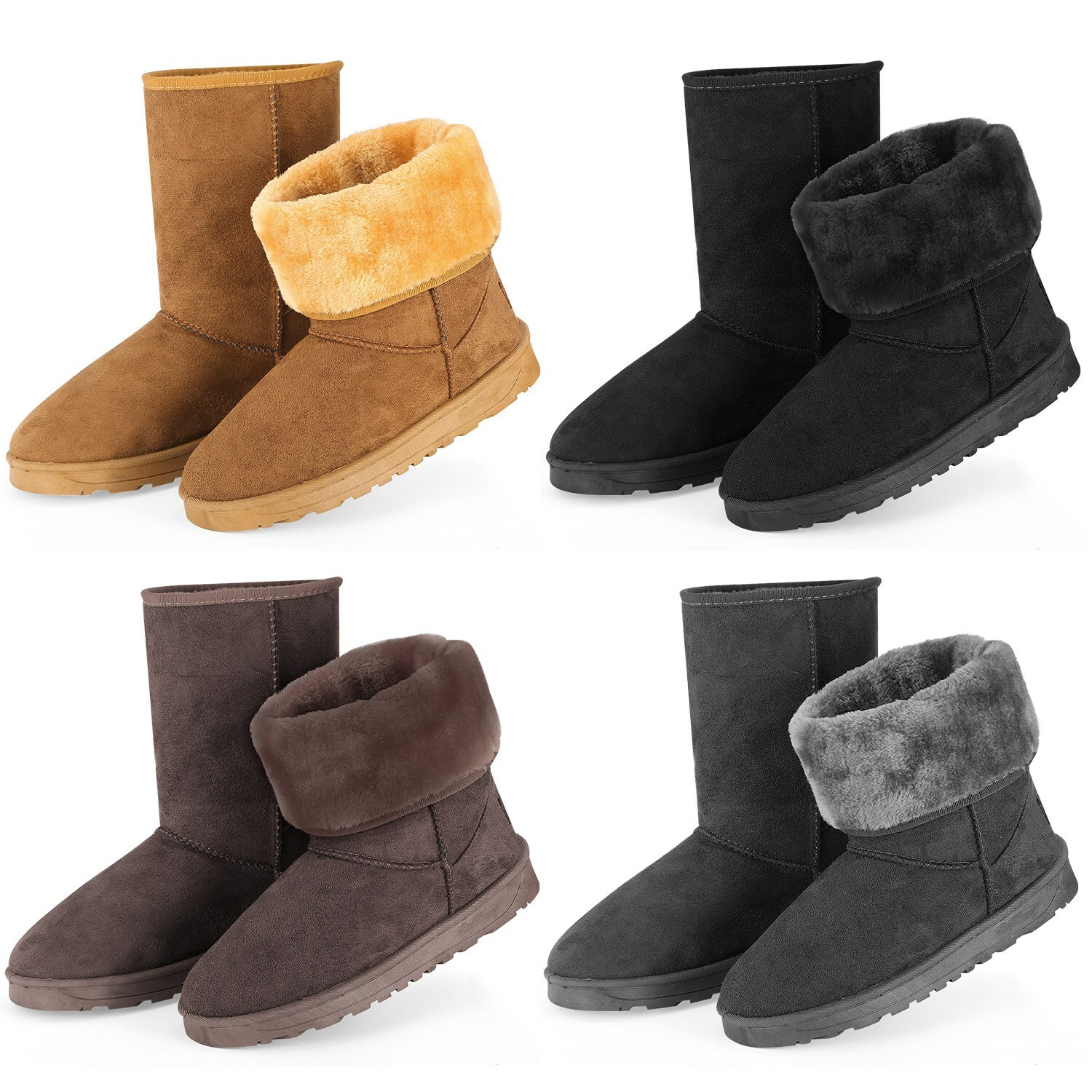 Women’s Mid Calf Boots Faux Fur Lined Winter Snow Boots Boots Shoes Size 5-10