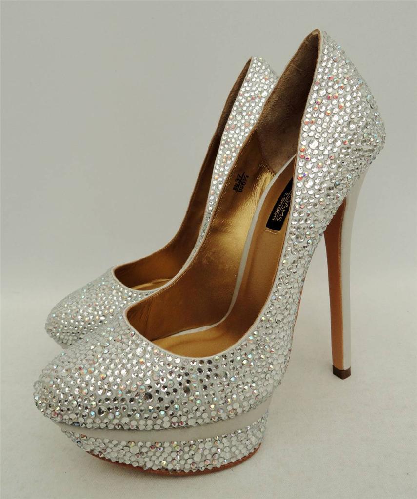 Benjamin Adams Swarovski Crystal silver Pumps Heels UK5.5 EU38.5 us8 new Wedding
