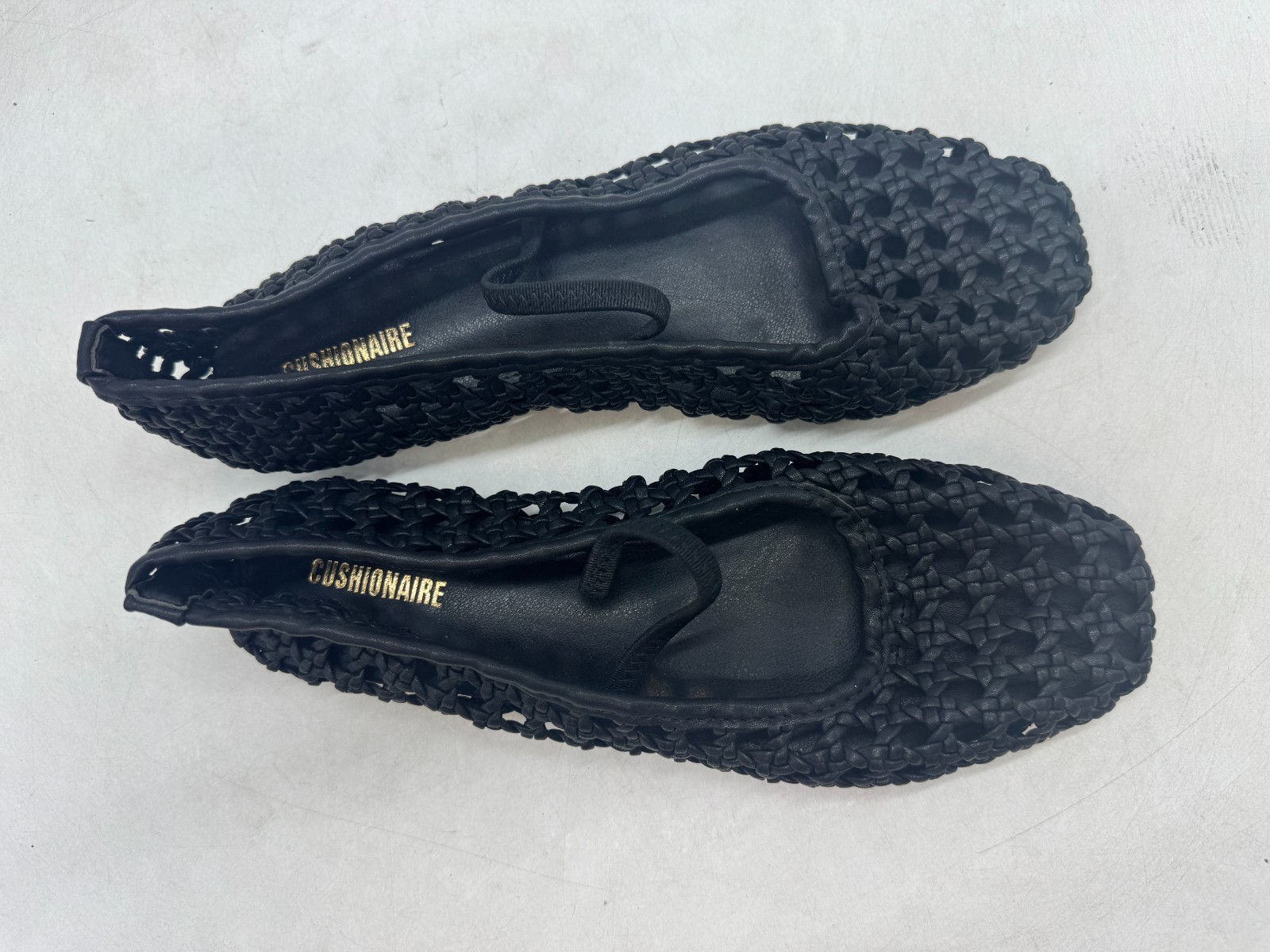 Cushionaire Weavy Woven Mary Jane Women’s Black Comfort Slip-On Flats – 8