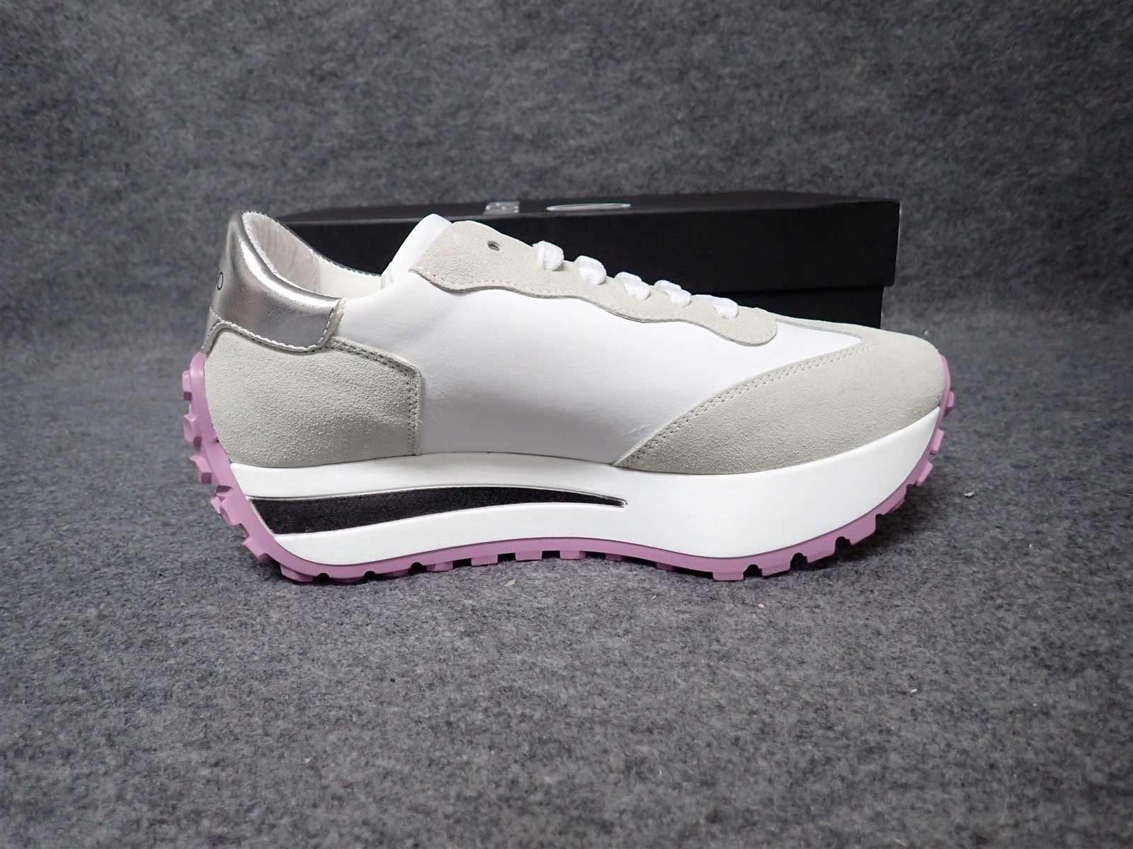 NEW Valentino Anais Italian Leather Suede Sneaker Grey Women’s Size 6.5 (SS76)